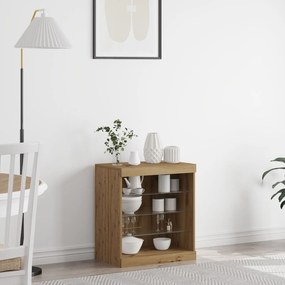 Sonata H Сайдборд с LED светлини Artisan дъб 60,5x37x67 см