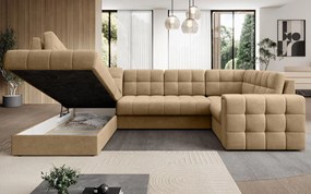 Ъглов диван Bale U-Тъмнобежов-Ляв