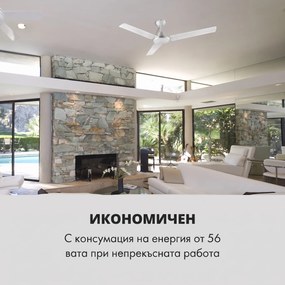 Klarstein Spin Doctor, вентилатор за таван, 122CM, 55W, 3 перки, неръждаема стомана, бял