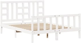 3191977 vidaXL Рамка за легло с табла бяла King Size масивно дърво