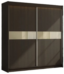 Шкаф с плъзгащи врати ALEXA, венге/ванилово стъкло, 200x216x61