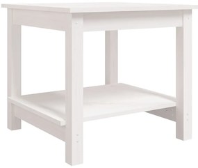 822278 vidaXL Кафе маса, бяла, 50x50x45 см, борово дърво масив