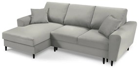 Светлосив разтегателен ъглов диван с място за съхранение от рипсено кадифе (ляв ъгъл) Kyoto – Cosmopolitan Design