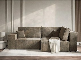 Кафяв шенилов сгъваем/с място за съхранение ъглов диван (десен ъгъл/L форма) Tonga – Maison de Rêve