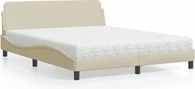 3208429 vidaXL Легло с матрак Dover, кремаво, 160x200 см, плат