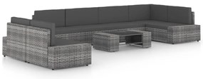 3067174 vidaXL Градински лаундж комплект с възглавници 8 части полиратан сив