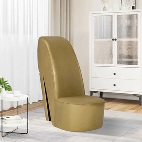 248650 vidaXL Стол във форма на обувка на висок ток, златист, изкуствена кожа