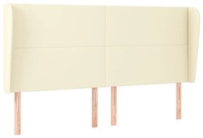 3117786 vidaXL Горна табла с уши, кремава, 203x23x118/128 см, изкуствена кожа