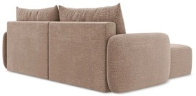 Светлокафяв разтегателен ъглов диван с място за съхранение (ляв ъгъл) Kalena – Makamii