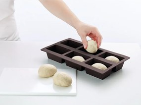 Форма за печене на хлебчета Lekue 1009080, 30x17.5x4.2 см, 960 мл, 6 отделения, Платинен силикон, От -60 до +220C, Кафяв