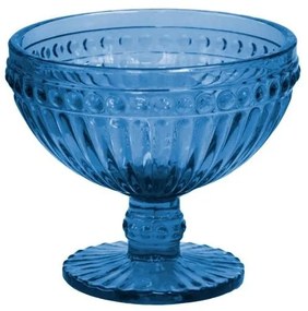 Стъклена чаша на столче за десерти / мелби ф12.5х10cm 370ml СИНЬО OLD SCHOOL-(HC-93962) 194610-5