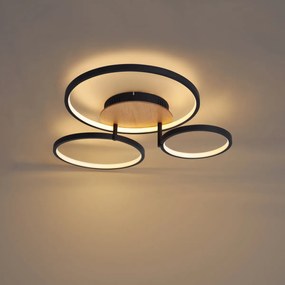 Модерна таванна лампа дърво вкл. LED 3-степенно димиране 3-лампи - Rondas