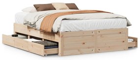 3308801 vidaXL Рамка за легло без матрак с чекмеджета 150x200 см, бор масив