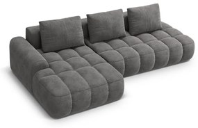 Сив кадифен сгъваем/с място за съхранение ъглов диван (ляв ъгъл) Linz – Cosmopolitan Design