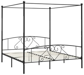 284439 vidaXL Рамка за легло с балдахин, черна, метал, 200x200 cм