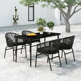 3099241 vidaXL Градински трапезен комплект, 5 части, черен