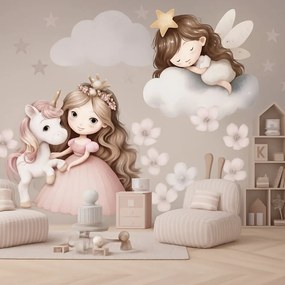 Стикер за стена за детска стая, детска стая и ясла - принцеса и еднорог Šírka: 100 cm | Dĺžka: 200 cm