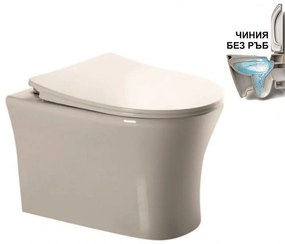 Конзолна тоалетна чиния ICC 3635W NEW, седалка и капак, порцелан, бял, 49x37x37см