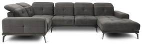 Сив кадифен ъглов диван (ляв ъгъл/U форма) Neviro – ELTAP
