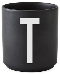 Черна порцеланова чаша Alphabet T, 250 ml A-Z - Design Letters