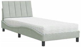 3208568 vidaXL Легло с матрак, светлосиво, 90x190 см, кадифе