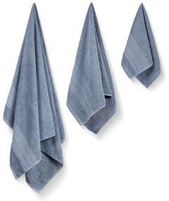 Сини памучни хавлии и кърпи за баня в комплект от 3 бр. от тери Piramit – Foutastic