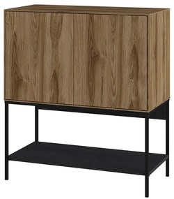 Черно-естествено шкафче от декор от дъб 80x90x40 cm Amira – Marckeric