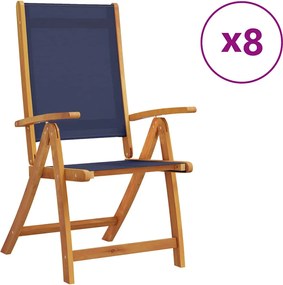 3279243 vidaXL Сгъваеми градински столове, 8 бр, акация масив и textilene