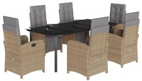 3212596 vidaXL Градински комплект с възглавници, 7 части, бежов полиратан