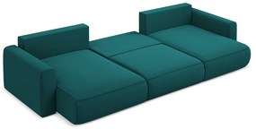 Тюркоазен кадифен разтегателен ъглов диван с място за съхранение (U форма) Kapua – Makamii