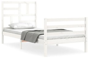3194887 vidaXL Рамка за легло с табла, бяло, 100x200 см, масивно дърво
