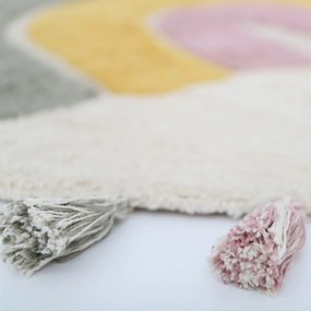 Кремав ръчно изработен памучен детски килим подходящ за пране ø110 cm Rainbow Moss – Nattiot