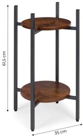 Стойка за цветя в таванско помещение - 2-етажен рафт с кръгли дървени рафтове