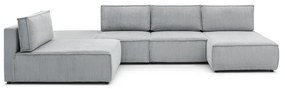 Светлосив променлив ъглов диван от велур Nihad modular - Bobochic Paris