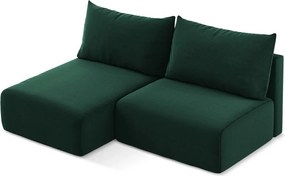 Тъмнозелен кадифен сгъваем/с място за съхранение ъглов диван (ляв ъгъл) Kalena – Makamii