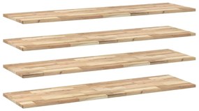 3279410 vidaXL Плаващ рафт 4 бр 140x40x2 см необработено дърво акация масив