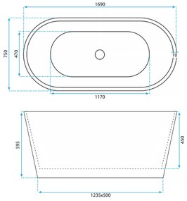 Свободностояща акрилна вана ROMA 170