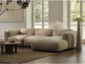 Бежов кадифен модулен ъглов диван (ляв ъгъл) Martina – Micadoni