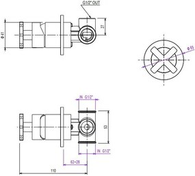 Смесител за вграждане Elle Cross La Torre I-черен