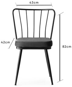 Антрацитни метални трапезни столове в комплект от 2 броя Yildiz - Kalune Design