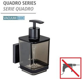 Черен самозалепващ пластмасов диспенсер за сапун 340 ml Quadro – Wenko