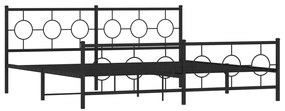 376251 vidaXL Метална рамка за легло с горна и долна табла, черна, 200x200 см