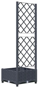 Градински сандък с пергола, тъмносив, 40x40x121,5 см, PP