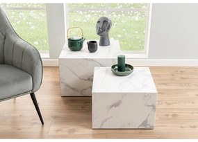 Бели масички за кафе в комплект от 2 бр. от декор от мрамор 58x58 cm Dice – Actona