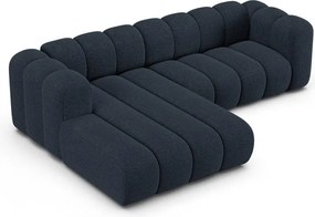 Тъмносин шенилов ъглов диван (ляв ъгъл) Lupine – Micadoni