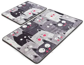 Сиви килими за баня в комплект от 2 броя 60x100 cm Meow – Foutastic