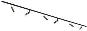 Модерна релсова система за осветление с 6 тъмно бронзови прожектора 1-фазов - Slimline Uzzy