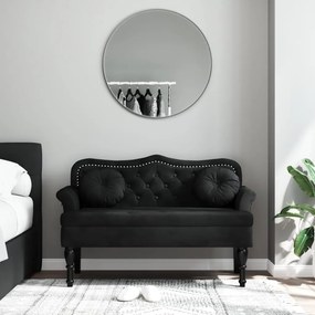 372145 vidaXL Пейка с възглавници, черна, 120,5x65x75 см, кадифе