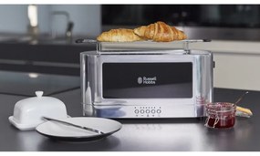 Тостер за хляб Russell Hobbs Elegance 23380-56, 1420W, 2 филии, 6 степени, LED индикация, Lift & Look, Инокс/черен