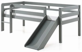 Сиво повдигнато легло за деца с пързалка , 90 x 200 cm Pino - Vipack